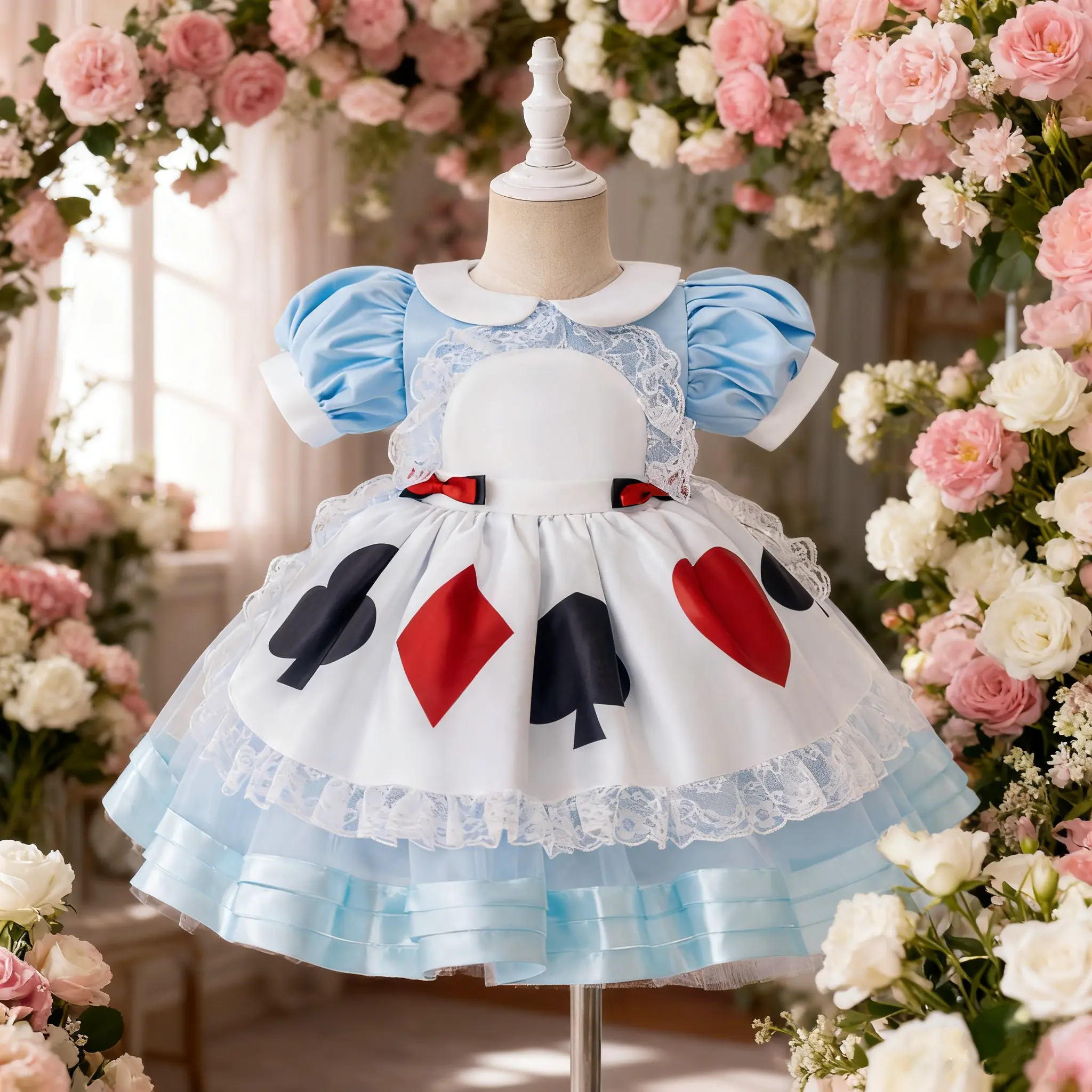 Alice Girls' Elegant Princess Dress – Crew Neck, Baptism-Ready Look, 100/18-24m & 110/2-3y, for Birthday Party, Wedding, Christening, Newborn/Infant Formal Wear, Baptismready Look