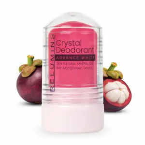Relumins Mangosteen Crystal Deodorant, All-Natural Mineral Salt Roll-On, Aluminum-Free, Non-Staining, Antioxidant & Soothing with 24-Hour Odor Protection, for a Glowing Summer Skin – 60g