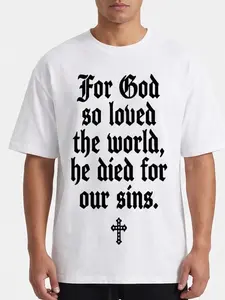 Christian Washed Oversized Tee,  Faith-Based Gift for Men & Women, 100%cotton t-shirts:god loves the world