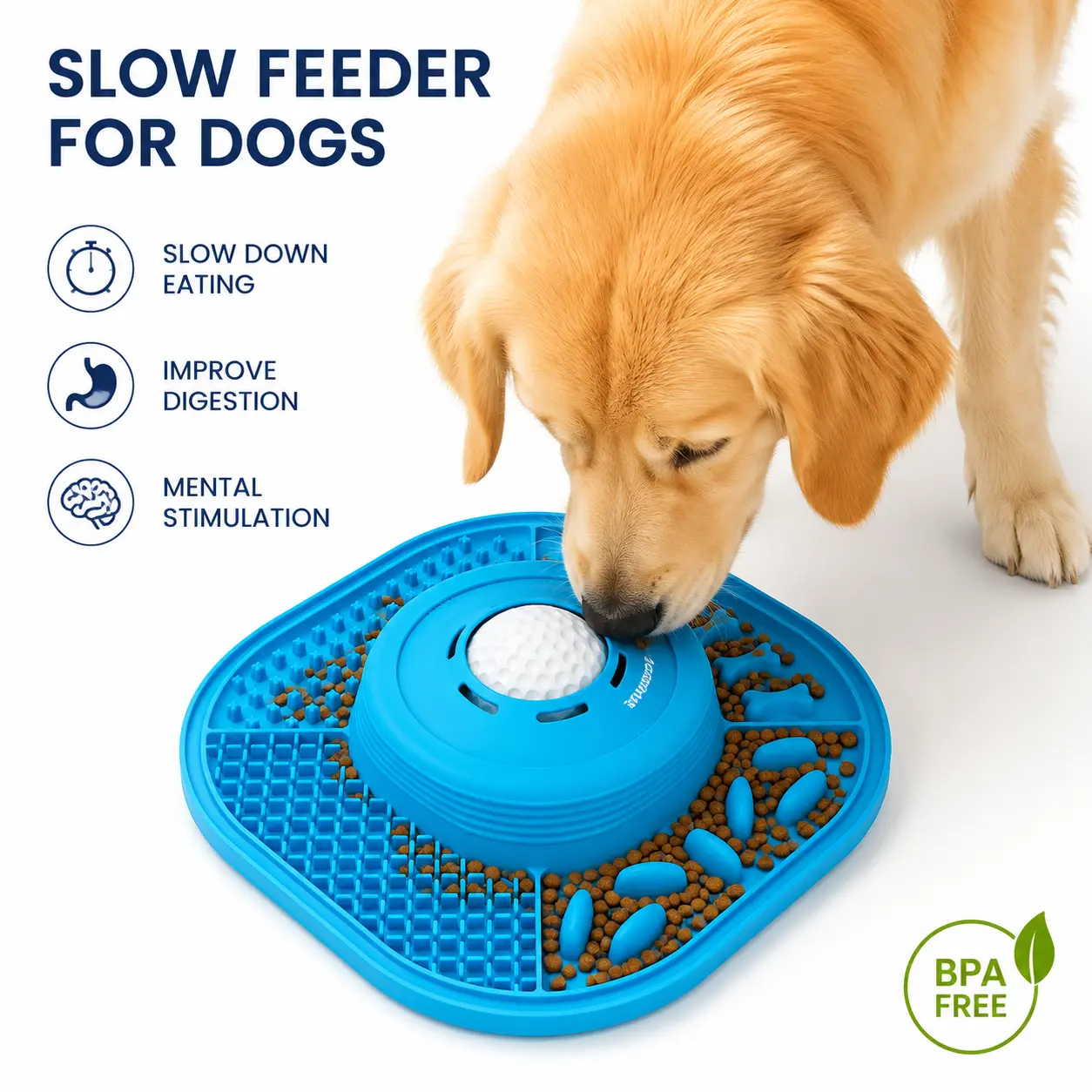 【2026 Upgraded】Dog Slow Feeder Bowl & Lick Mat with Suction Cups, Thick Bite-Resistant Silicone, Slow Feeder with Rolling Ball, Helps Relieve Anxiety & Reduce Boredom, Ideal for Grooming & Feeding, Enrichment Toy for Small Large Dogs & Cats
