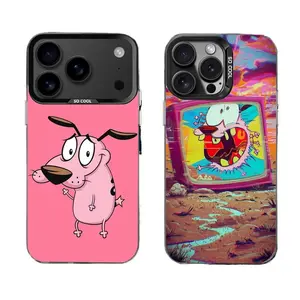 Courage The C-Cowardly Dog Art Painting Phone Cases For iPhone 17 Promax Pro Air 16 Plus 15 14 13 12 11 Black Matte Shockproof Cover