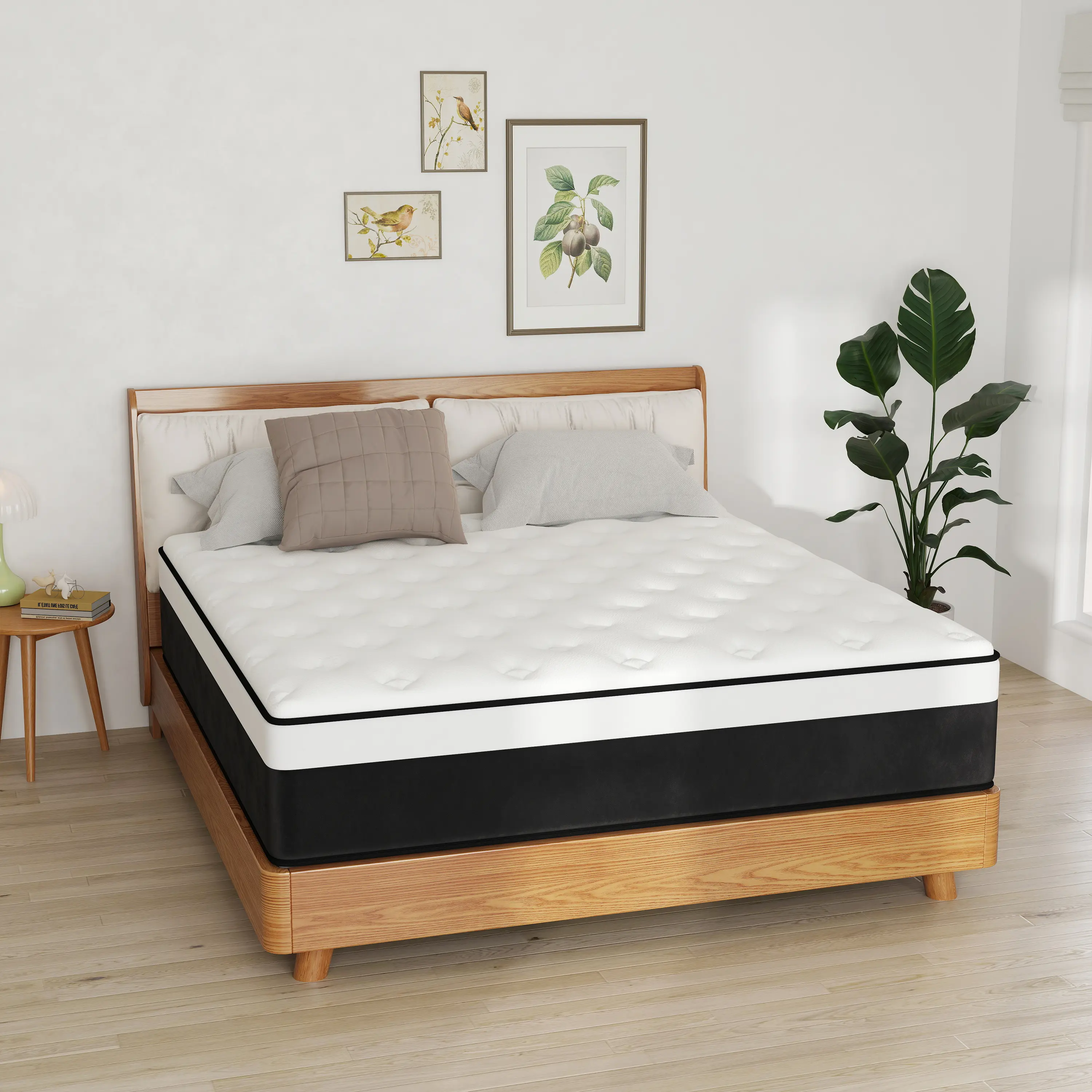 12"14" Twin Full Queen King Size Mattress in a Box Hybrid Spring Gel Memory Foam, Euro Top Medium Firm Ergonomic Mattresses for Motion Isolation, Edge Support, for Home Rooms, Hotels, Boxed Furniture Gift, Memory Foam Mattresses, Queen Size Mattress
