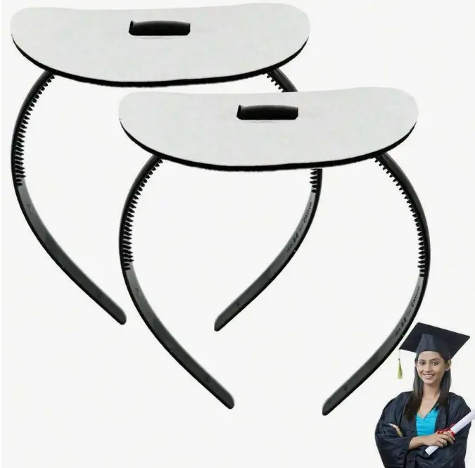 Women's Black Plastic Curved Headband - 1pc Sturdy Non-Slip Graduation Cap Hair Accessory, Ideal for Graduation Party Celebrations (Cap Not Included), Curved Headbands
