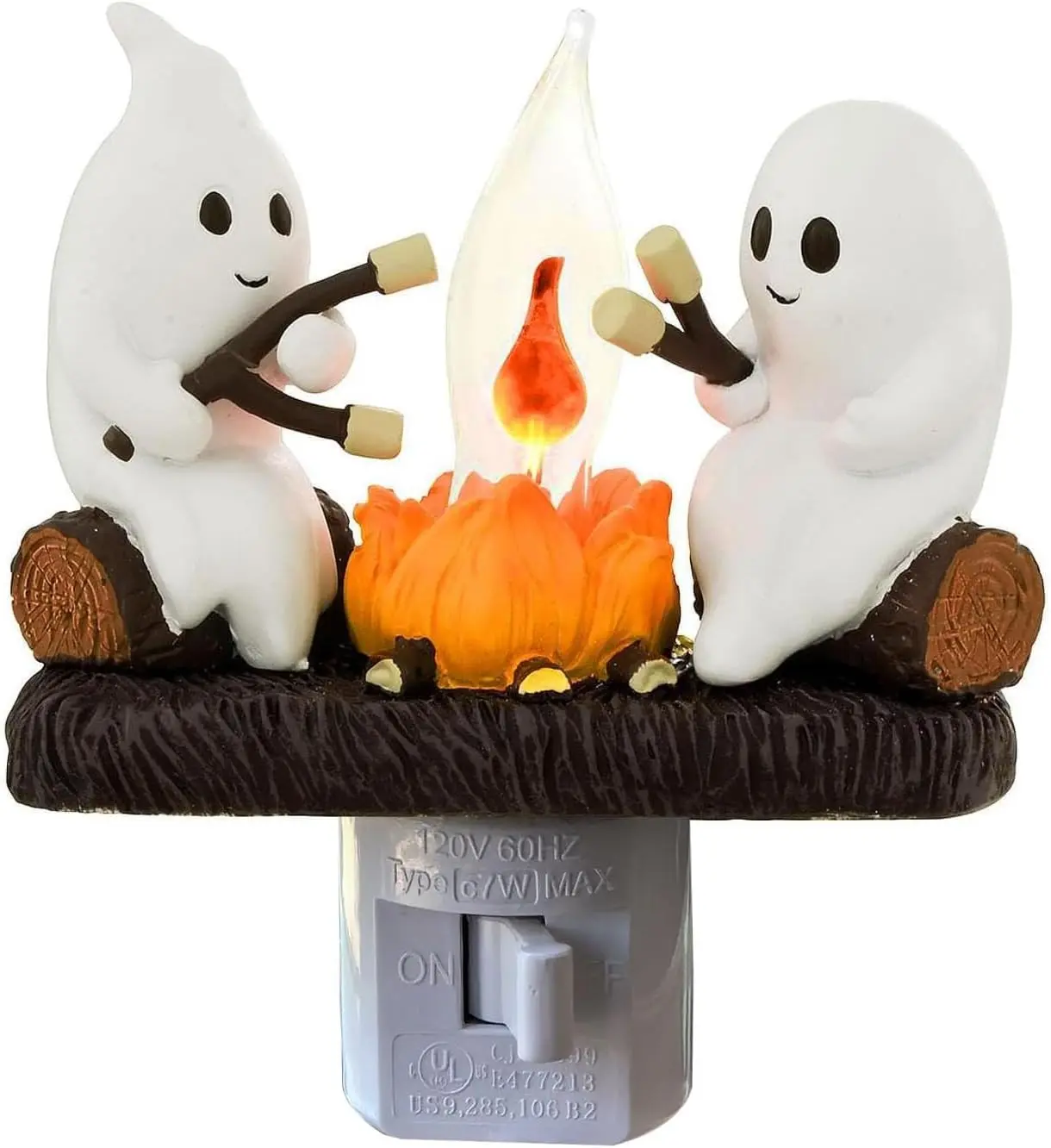Ghost Campfire Night Light, LED Flickering Flame Lamp for Halloween Decorations, Cute Ghost Figurine Wall Sconce for Bedroom, Party, Kitchen and Indoor Room Decor