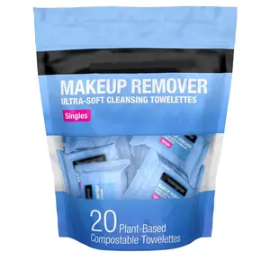 Makeup Remover Wipes, Individually Wrapped Daily Face Wipes for Waterproof Makeup, Travel & On-the-Go Singles, 20 Count