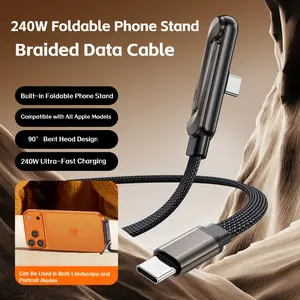 multi-function phone holder Invisible Charging Cable with Bracket, Type-C to Type-C, 240W PD Fast Charging Cable, 360-Degree Rotatable Adjustable Metal Bracket, Fully Compatible with Mobile Phone Charging Cables
