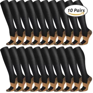 10 Pairs of Copper Compression Socks for Women and Men, Promote Blood Circulation (Black) - Suitable for Daily Use, Travel, Running, Climbing, and SportsGift