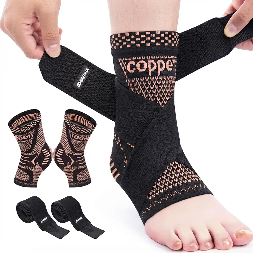 Compression Ankle Support Brace for Men & Women - Adjustable Figure-8 Stabilizing Wrap & Strap, Breathable, for Injury Prevention, Sports Recovery, Running