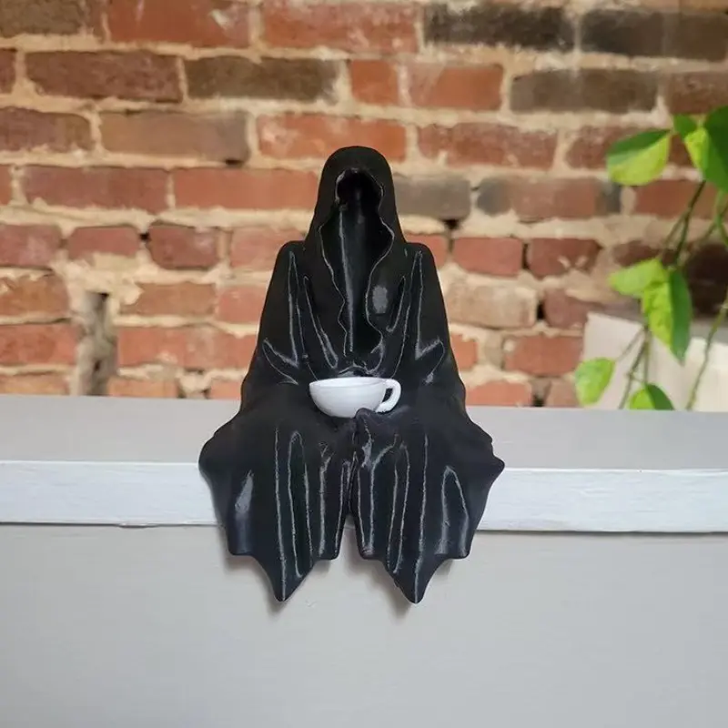 1pc 3D Printed Sitting Ghost Figurine, Home Decor Statue, Decorative Piece, Decorative Sculptures, Statue Figurines, Collectible Room Decor, Decoration Figure, Halloween Christmas Gift, New Year Present, Birthday Decoration