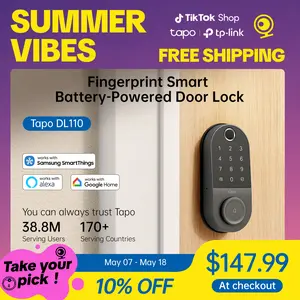 [Summervibes] TP-Link & Tapo DL110 Smart Door Lock｜6 Ways Unlock｜1-Yr Battery｜IP65 Stormproof｜Built-in Doorbell｜Scheduled Access｜BHMA Grade 2