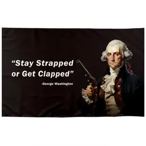 Stay Strapped Or Get Clapped Funny Quote Flags Cool Meme Flags Banner Room Guys Men Bedroom Mancave College Dorm Indoor Inside Wall Fun Tapestry Hangings Washington 60X40 In