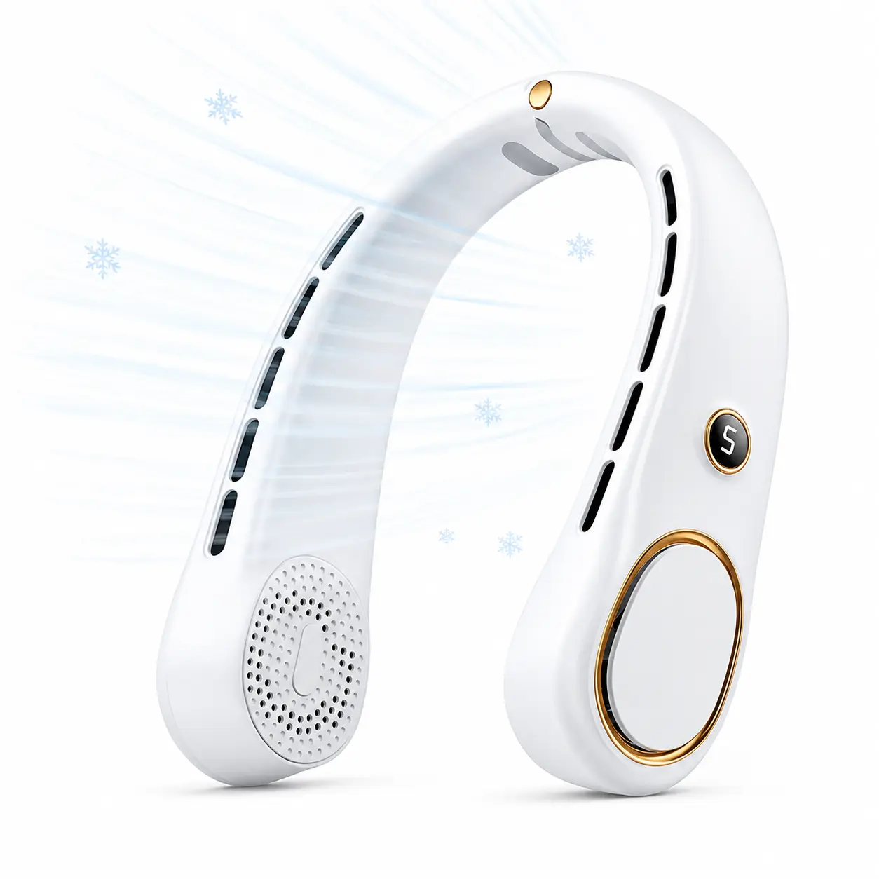 Bladeless Neck Fan - 3000mAh Rechargeable Portable Personal Cooling Hand Neck Fan, 5-Speed Silent, Ideal for Office Users, Indoor & Outdoor Leisure, Household Appliance Gift