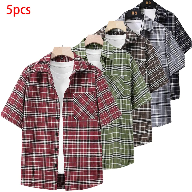 Men’s plaid short-sleeve button shirt | Western cowboy style, casual street style shirt with chest pocket, tropical style, suitable for everyday summer wear and skateboarding style outfits, #SummerWins, #fathersdaygift