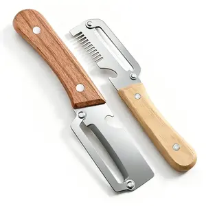 Multi-Functional Vegetable & Fruit Peeler for Kitchen, Ultra-Sharp Stainless Steel with Wooden Handle & Bottle Opener, For Vegetable or Fruit that Need to Be Peeled | Stainless Steel Peeler With Wooden Handle For Peeling And Slicing Fruits And Vegetables