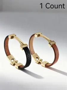 Elegant Letter Leather Bracelet/wristband, Soft Comfortable Design, Chain Print Pattern, Perfect for Daily Commute, Parties, Dates, Gift for Girlfriend