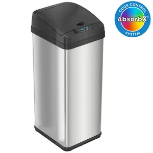 13 Gallon Extra-Wide Sensor Trash Can Stainless Steel with Odor Filter