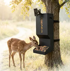 Automatic Metal Deer Feeder - 60 lb 11 Gallon Capacity Gravity Wildlife Feeder for Corn and Protein, Weatherproof Hanging or Wall Mount Feeder for Fields, Farms, and Backyard Wooded Areas