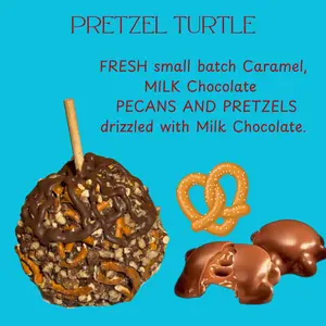 Pretzel Turtle: Fresh Small Batch Caramel Milk Chocolate Pecans & Pretzels Drizzled with Milk Chocolate Gourmet Snack