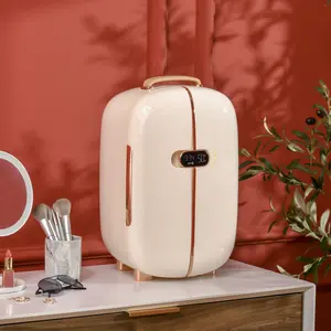 12L Portable Skincare Mini Fridge with LED Display - Camp Kitchen Cooler for Beauty, Makeup, Cosmetics - Compact Refrigerator for Camping, Hiking, Desktop (White)