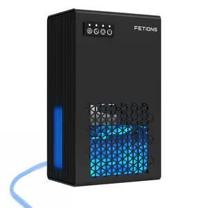 Fetions 95oz Portable Dehumidifier, High-Efficiency, Drain Hose Included, 7 Customizable Colors, Perfect for Bathroom, Bedroom, Kitchen, and Basement – Black