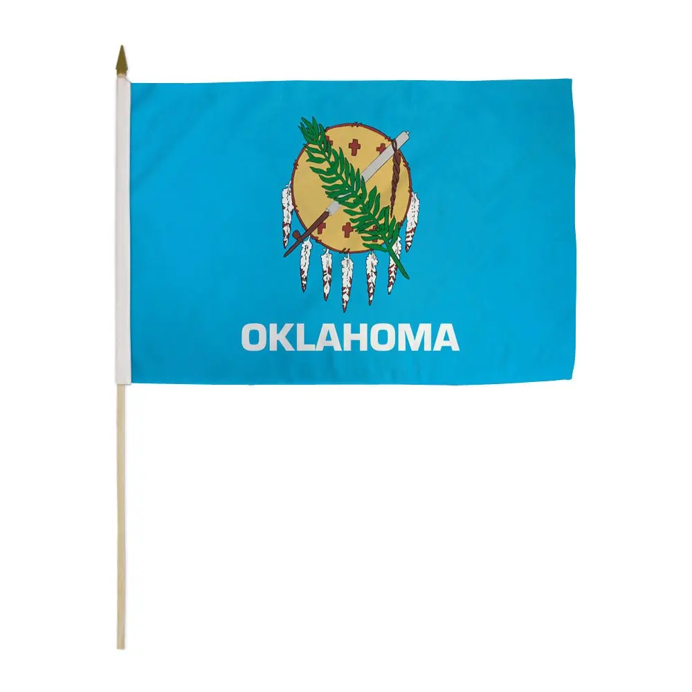 Oklahoma 12x18in Synthetic Outdoor Printing Wooden-Plastic Stick Flag, Home Decoration, Festive Backdrop Banners, Party Supplies