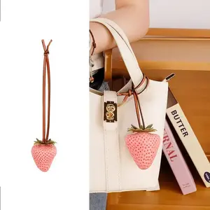 Handmade Red Resin Strawberry Cluster Bag Charm, bag decoration, Bag Pendant, daily wear, also a surprising and exquisite small gift.