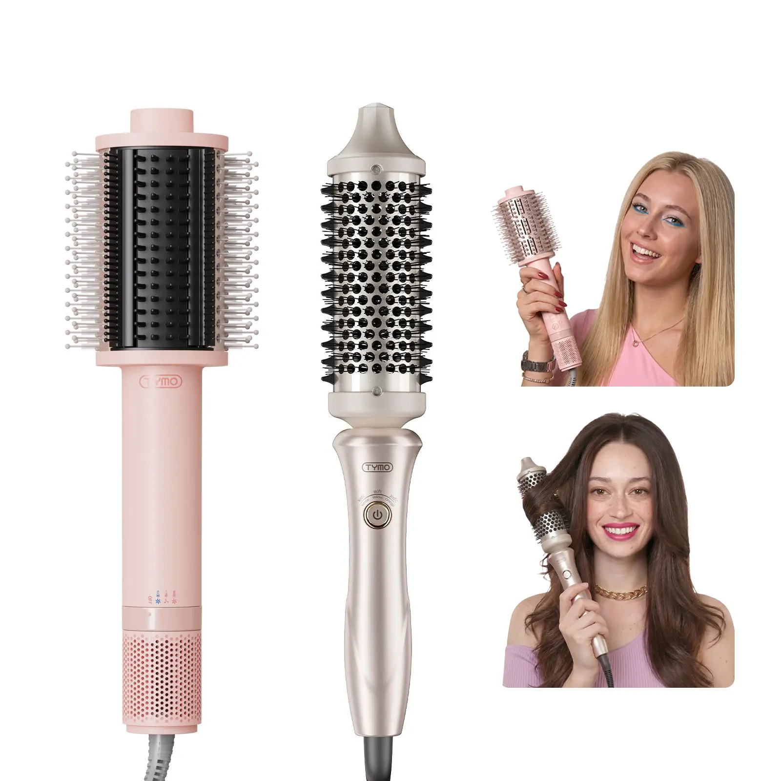 【Blowout Duo】 TYMO AIRBEAM 4.0 & STYLUX Thermal Round Brush for Wet and Dry Hair, Smooth Volumizing Blowout, Frizz Control, Salon Finish at Home