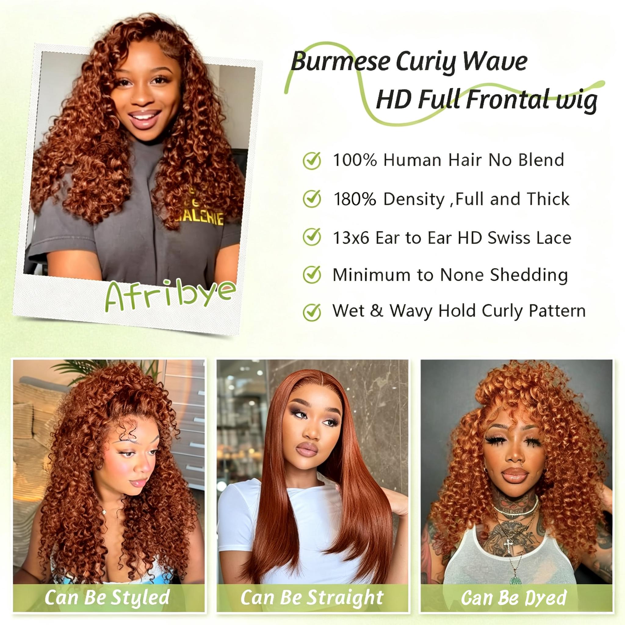 Bling Hair Burmese Curly Wig Human Hair 13x6 99J Burgundy Lace Front Wigs Human Hair 180% Density HD Lace Frontal Wigs Pre Plucked Virgin Remy Hair Burgundy Wig