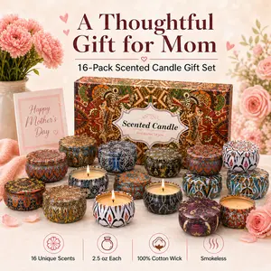 Scented 16-Piece Soy Wax Aromatherapy Candle Set, 2.5oz Each with 16 Scents (Spring, Apple Cinnamon, Vanilla & More), 120-Hour Burn Time, Holiday Gift Set for Christmas, Autumn Home Decor