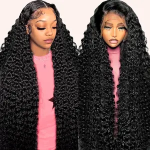 Bling Hair 180% Density Deep Wave 13x6 HD Transparent Lace Frontal Wig 13x4 Lace Front Wigs Human Hair Kinky Curly Lace Wigs For Black Women Pre Plucked