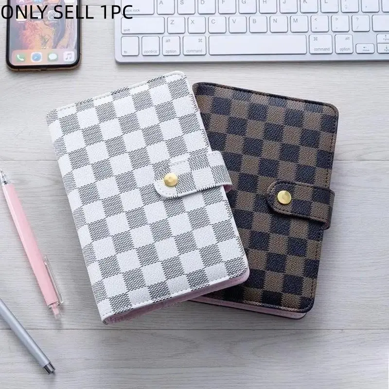 Plaid Leather A6 Six-Ring Binder, Durable Office & School Supplies Organizer, Fashionable File Storage Solution, Office Accessories, Fashionable Design, Checkered Binder, Files Organizer