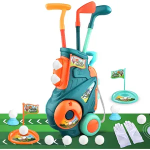 Toddler Golf Set with Putting Mat, Upgraded Kids Golf Cart with Shoulder Strap, Toddler Glove, Plastic Clubs, 10 Balls, Indoor Outdoor Sports Toys Birthday Gift for Boys Girls Aged 3 4 5+ Years Old