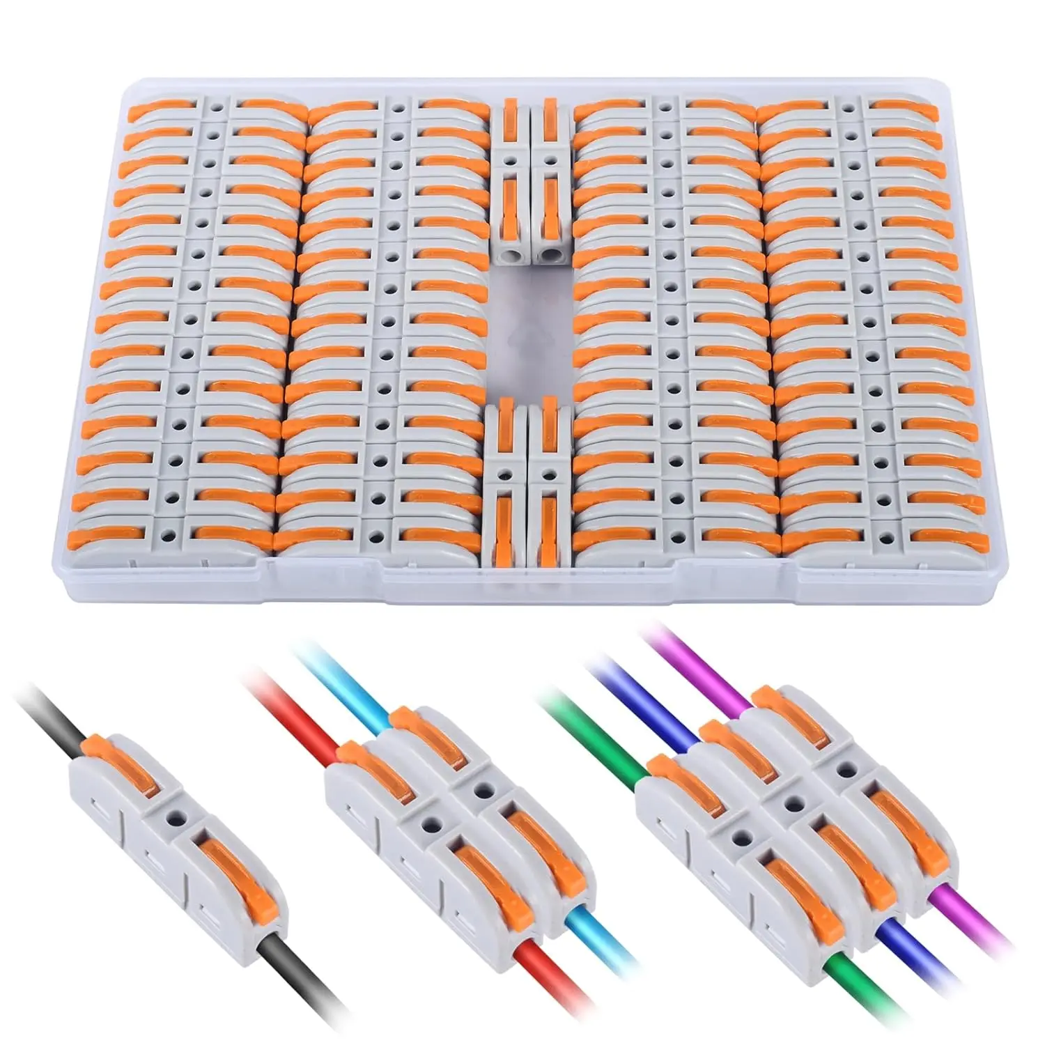 Wire Connectors Inline for Quick Connect, Quick Splice Connectors, 50pcs Push in Compact Splicing Electrical Connectors, Butt Terminals for Circuit Inline 28-12 AWG, Reusable, Durable Reliable Connectors, Wiring Solutions