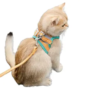 Cute Cat Harness Leash, Vest Style, Escape-Proof, with Velcro and Safety Buckle, Reflective, for Kittens and Pet Walking