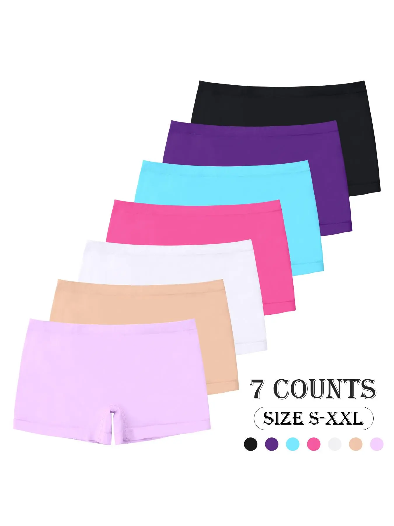 LGBTQ+ Women's 7pcs Solid Safety Anti-exposure Seamless Breathable Design Nylon Fitted Knicker, Comfy Breathable Panties for Daily Wear, Ladies Underwear Womenswear for All Seasons Seamless Knickers, Seamless Panty