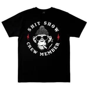SHIT SHOW CREW MEMBER For Smoking gorilla Graphic Tee Shirt y2k cotton fashion Streetwear humor Comfort four seasons Shortsleeve Casual Unisex Holiday gifts Regular Fit Crew Neck Short Sleeve for Men & Women