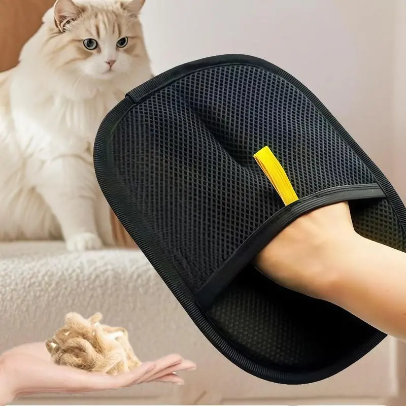 Reusable Washable Pet Hair Removal Electrostatic Gloves with 2-Way Brush, Cat & Dog Grooming Cleaning Tool