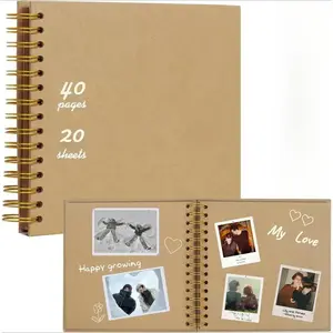 Travel Scrapbook Album ,40 Page DIY Spiral Memory Book(8 x 8 Inch) ,Photo lay flat book for Photo Journaling Anniversary Wedding Gifts Family Gifts,Gifts for boyfriend