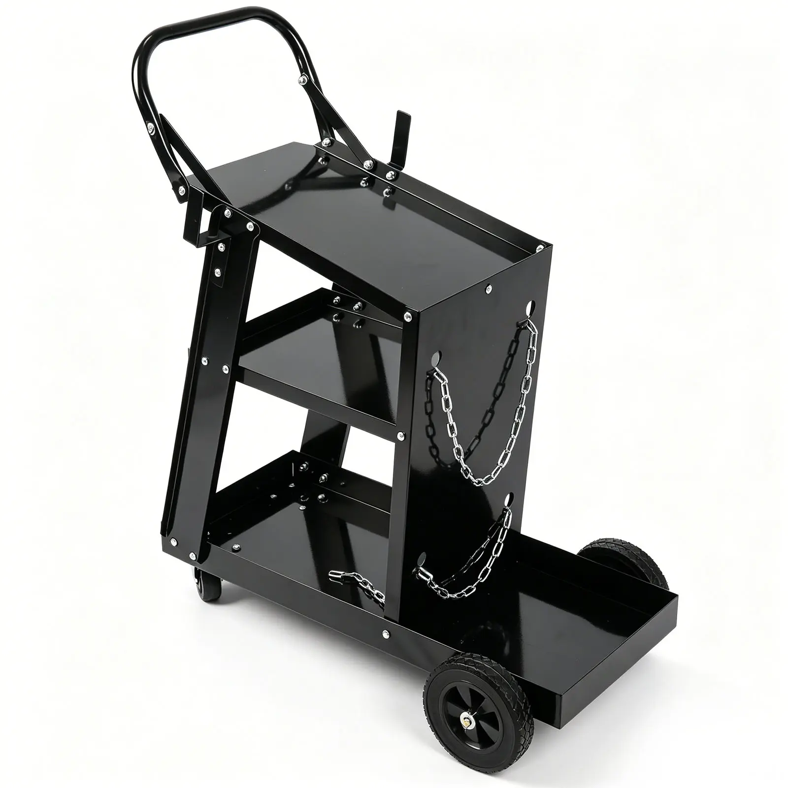 Heavy Duty 3-Tier Rolling Welding Cart, 400 Lbs Load Capacity Welder Trolley with Safety Tank Chains, Swivel Wheels, Portable Storage Cart for MIG TIG ARC MMA Plasma Cutter Welding Machines