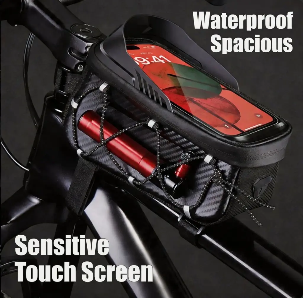 RUNDEER Waterproof Hard Shell Bike Frame Bag | Touch Sensitive Top Tube waterproof bike bag for Mountain & Road Bike  outdoor practical tool