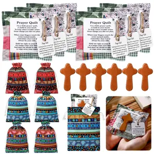 18Pcs Easter Prayer Gift Pocket Prayer Quilt Set Handmade Prayer Blanket with Cross and Drawstring Bag Mini Heart Prayer Quilt for Friends Family Church Members  Easter Basket Stuffer Easter Basket Ideas