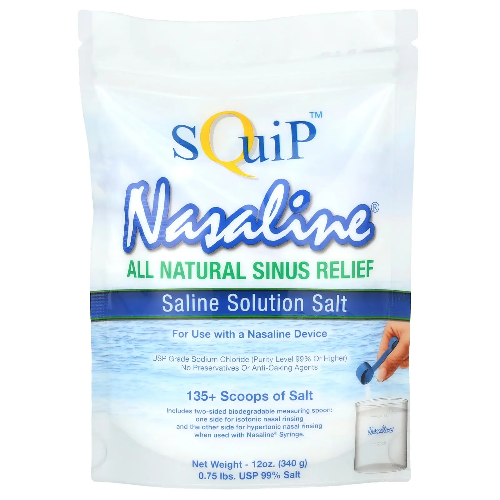Squip Nasaline®, Saline Solution Salt, 12 oz (340 g) | HSA/FSA Eligible