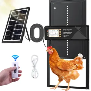 Solar-Powered Automatic Chicken Coop Door for Chicken Cage, Extra Large Auto Door with 4 Modes, Timer, Light Sensor, USB-C Charging, Anti-Pinch, Alert, Remote, LED Screen, Weatherproof Aluminum Alloy Design