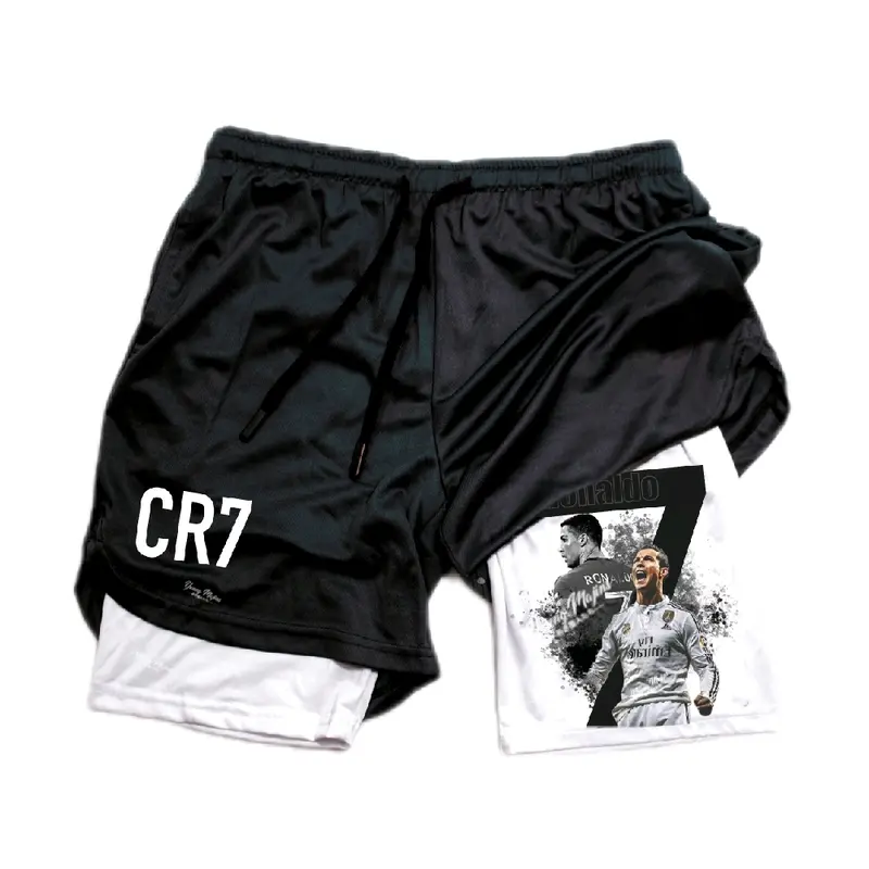 C. CR7 Fitted Polyester Men's Sports Shorts - Tight Compression Garment, Snug, Supportive Design for Gym Power-Moving Workouts