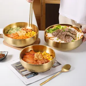 2pcs Korean Style Double Layer Cold Noodle Bowls, Heat Resistant, Dishwasher Safe, Suitable for Home & Restaurant Use, Serving Bowls