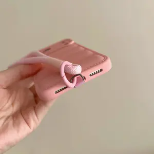 Suitable for Apple 17 Pro, 3D oil-sprayed down jacket phone case, iPhone 8 hand strap, anti-drop liquid 15 protective cover