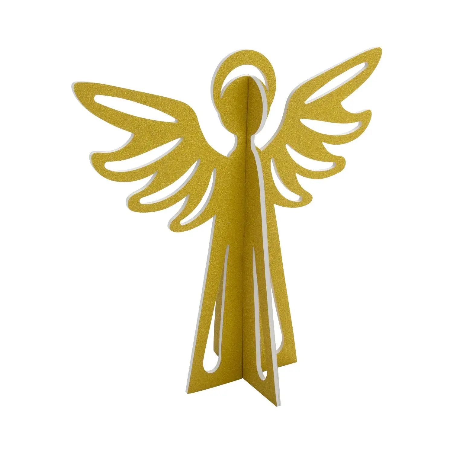 Classic Gold Glitter Angel Foam Centerpiece Figure, Simple Assembly Christmas Decor, Home & Party Festive Supplies (11 3/4" x 4 1/2" x 12")
