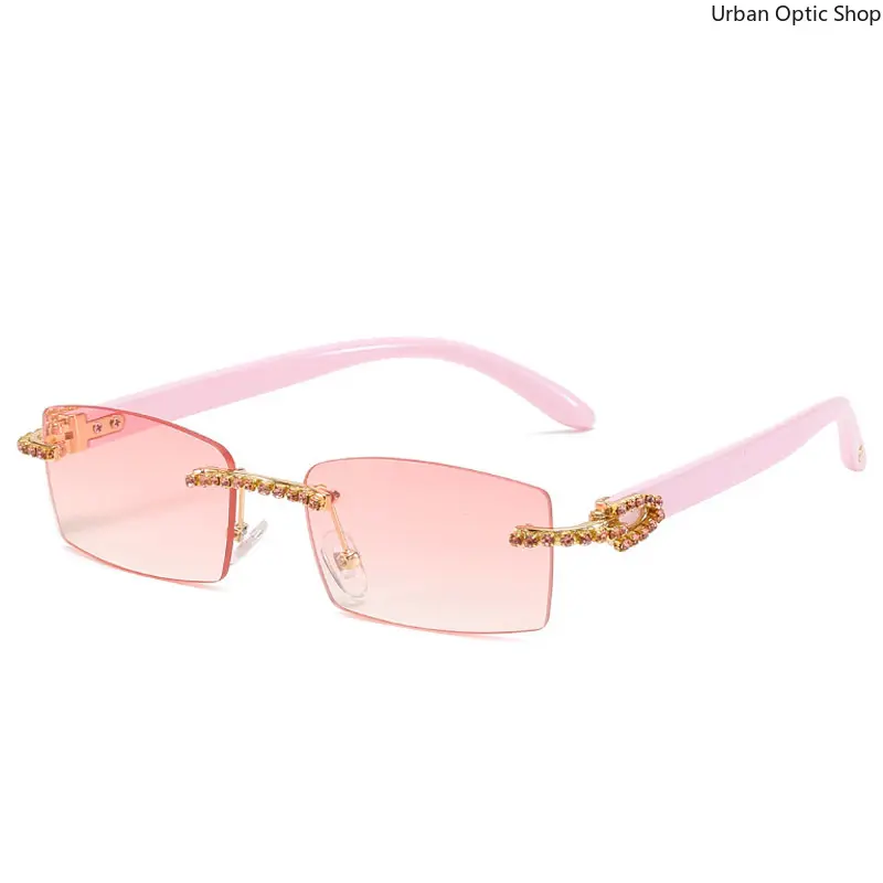 Unisex Retro Slim Rimless Rectangle Sunglasses - Premium Fashion Nylon Eyewear with 100% UV400 Protection Lenses, Clean Lines, Easy Daily Shades Look for Walks, Glasses for Women, Classic Retro Men's Sunglasses