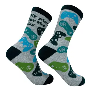 Women's My Plan for The Day Socks Funny Video Game Controller Footwear Funny Graphic Socks Comfortable Fitted Spandex Cotton