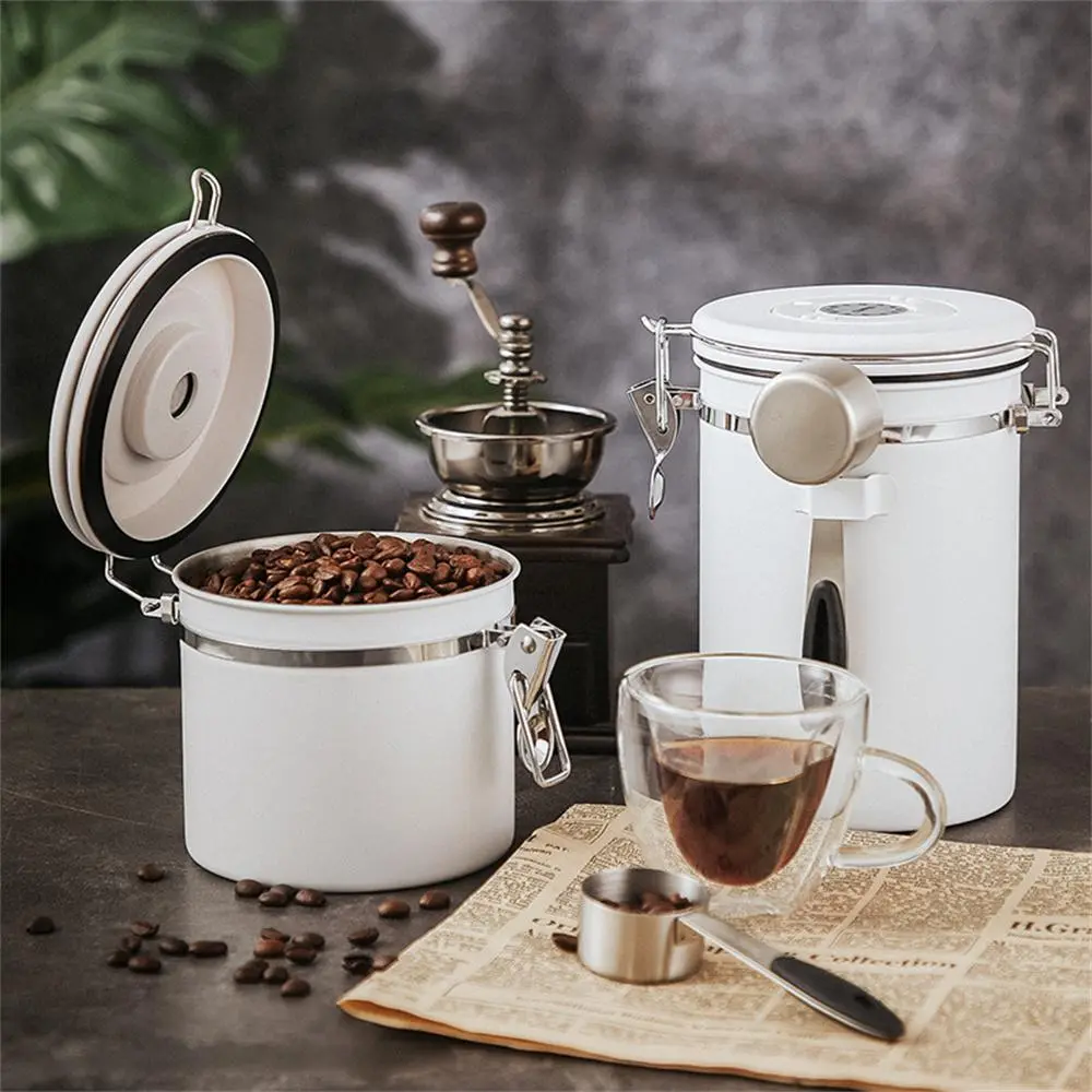 Coffee Bean Storage Jar, Coffee Storage Canisters, 1 Count Stainless Steel Coffee Storage Jar with Date Tracker, Coffee Bean Preserving Container, Kitchen Accessories, Utensils